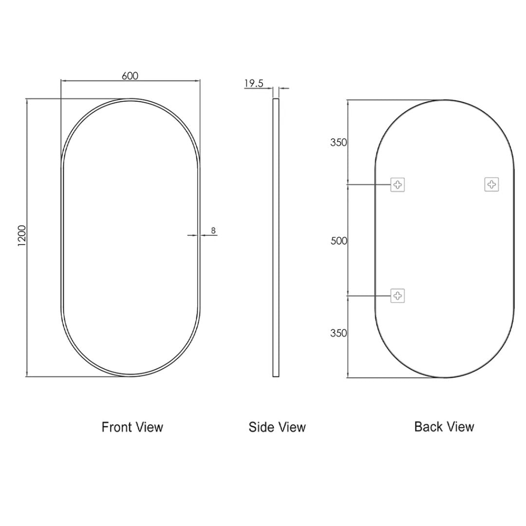 Noosa 1200(W)x600(H) Black Metal Frame Mirror- Install Horizontal or Vertical