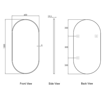 Noosa 1200(W)x600(H) Black Metal Frame Mirror- Install Horizontal or Vertical