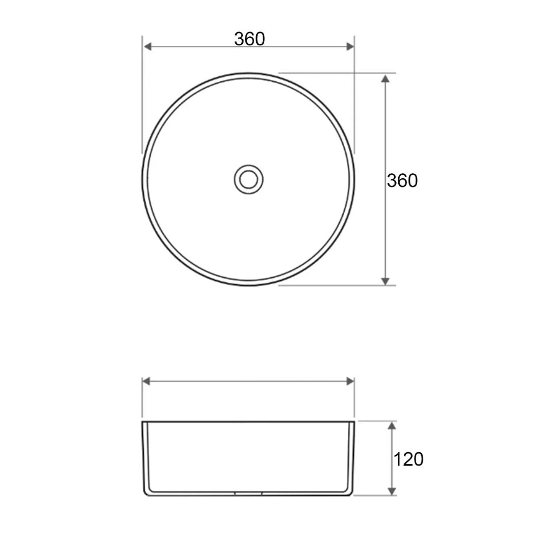 Radius Round 360x360x115 Gun Metal Basin