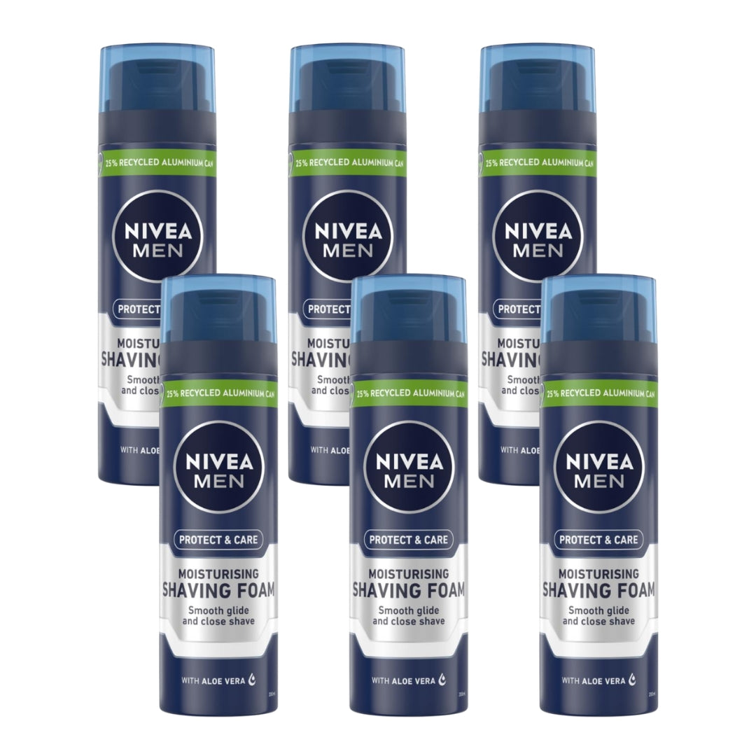 Nivea Men Shaving Foam Protect & Care Aloe Vera 200mL (6 Pack)
