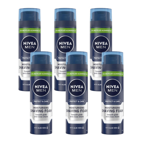 Nivea Men Shaving Foam Protect & Care Aloe Vera 200mL (6 Pack)