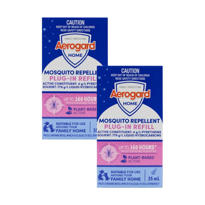 Aerogard Mosquito Repellent Plug In Refill Up To 360 Hours 35ML (2 Pack)