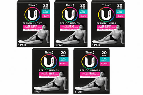 U by Kotex Thinx Period Undies Heavy Full Brief Size 20 12 Hour 5 Pack