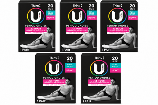 U by Kotex Thinx Period Undies Heavy Full Brief Size 20 12 Hour 5 Pack