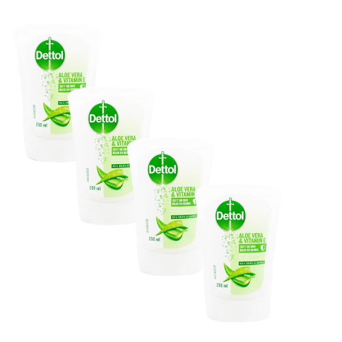 Dettol No Touch Handwash Refill Aloe Vera & Vitamin E 250mL (4 pack)
