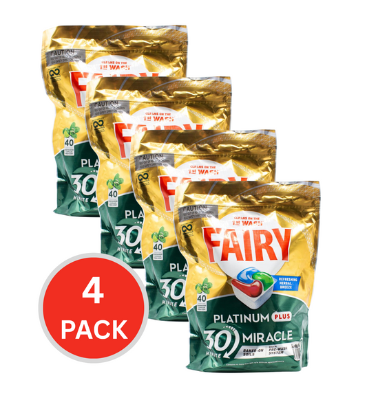 Fairy Dishwasher Capsules Platinum Plus Miracle Fresh Scent 4 x 40Pk (160 Tablets)