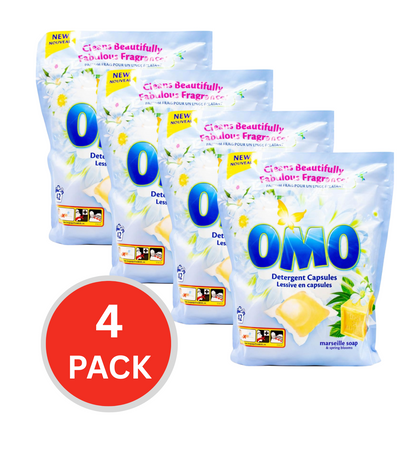 Omo Pk42 Detergent Capsules Marseille Soap And Spring Blooms (4x Pack)