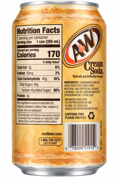 A&W Cream Soda 355mL x 12