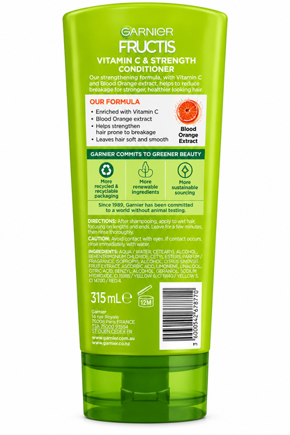 Garnier Fructis Vitamin C Strength Conditioner 315mL Blood Orange 6 Pack