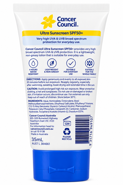 Cancer Council Ultra Sunscreen SPF50+ 35mL x 7