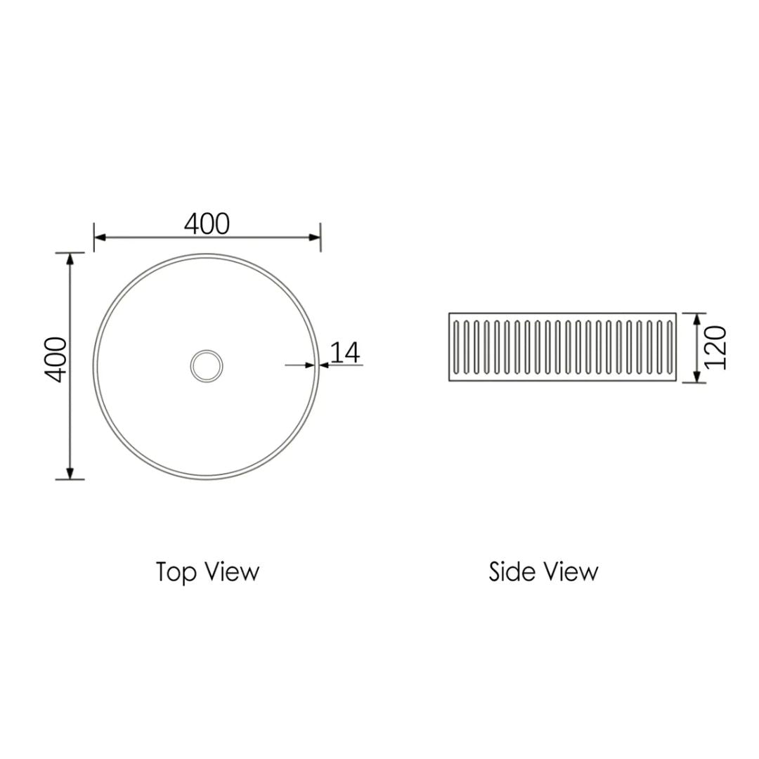 Hudson Round 400x400x120 Concrete Fluted White Basin