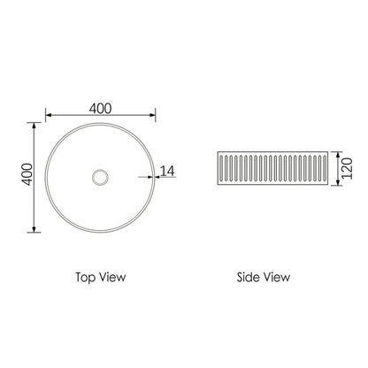 Hudson Round 400x400x120 Concrete Fluted White Basin