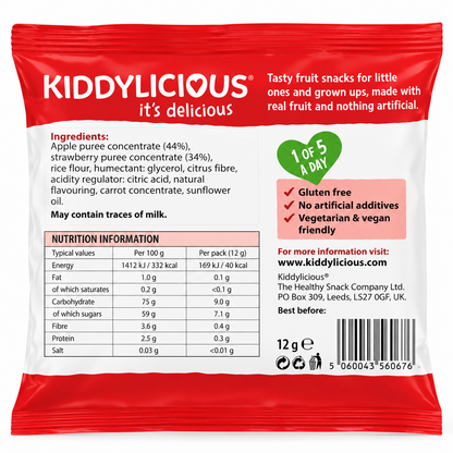 Kiddylicious Strawberry Fruit Wriggles 12g x 18