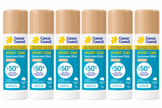 Cancer Council Sport Zinc SPF50+ Tinted Sunscreen Stick 12g x 6