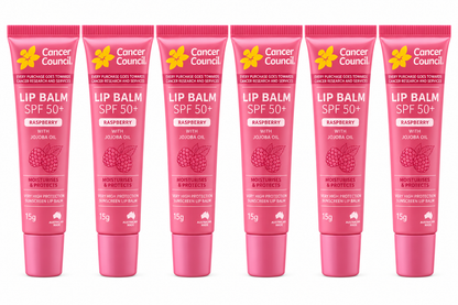 Cancer Council SPF50+ Raspberry Lip Balm Jojoba Oil 15g x 6