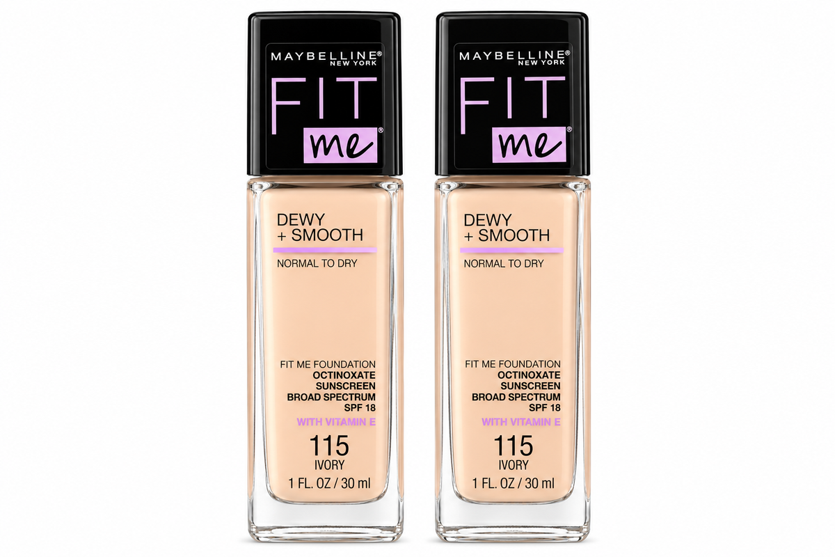 Maybelline Fit Me Dewy Smooth Foundation 115 Ivory SPF18 30mL x 2