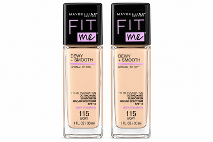 Maybelline Fit Me Dewy Smooth Foundation 115 Ivory SPF18 30mL x 2