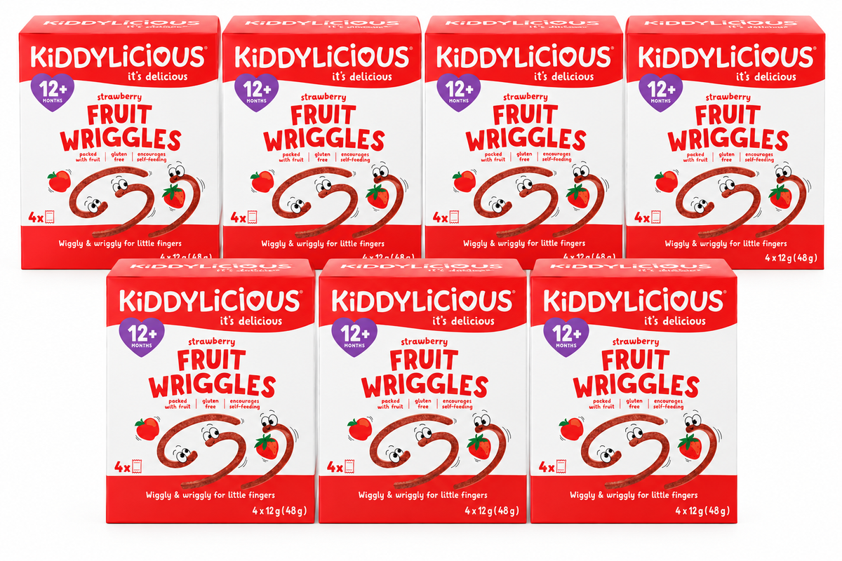 Kiddylicious Strawberry Fruit Wriggles 4x12g x 7 Boxes 28