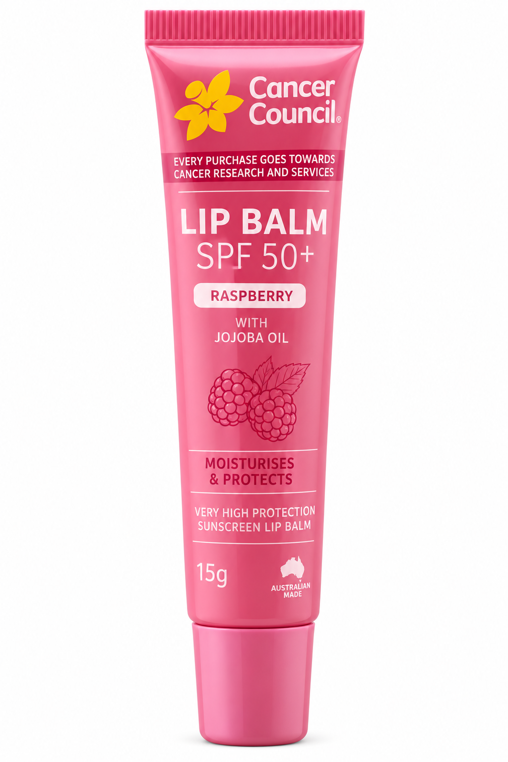 Cancer Council SPF50+ Raspberry Lip Balm Jojoba Oil 15g x 6