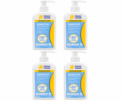Cancer Council Sensitive Sunscreen SPF50+ 200mL x 4