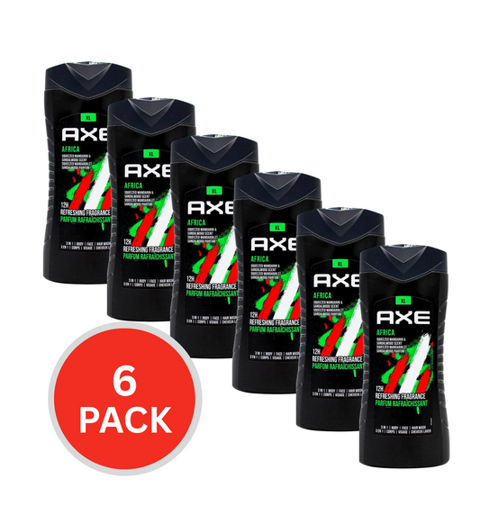Axe 400ml 3 In 1 Body + Face + Hair Wash Africa (6x Pack)