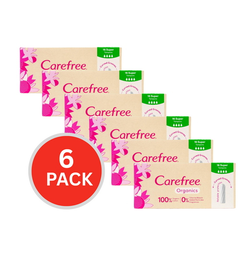 Carefree Pk16 Tampons Organic Super (6x Pack)