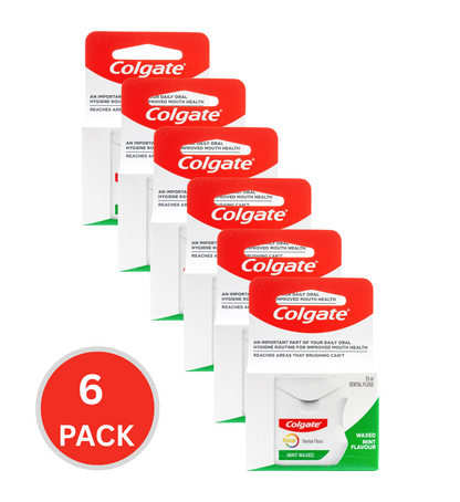 Colgate 25m Dental Floss Mint Waxed (6x Pack)