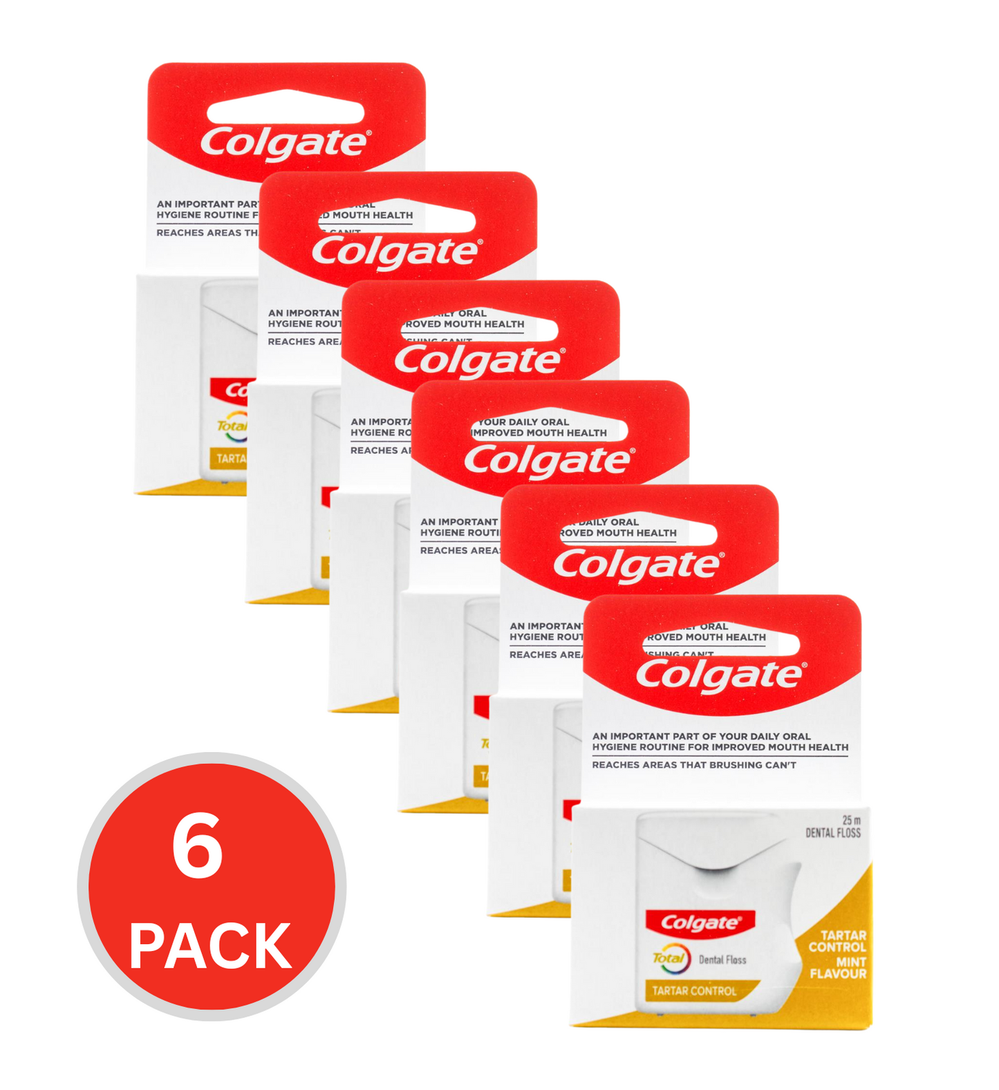 Colgate 25m Dental Floss Tartar Control Mint (6x Pack)