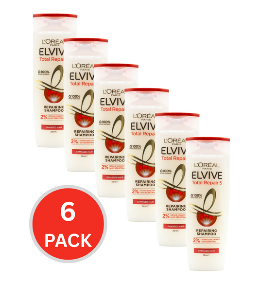 Loreal Shampoo Elvive Repairing Total 5 Damaged Hair 300ml (6x Pack)