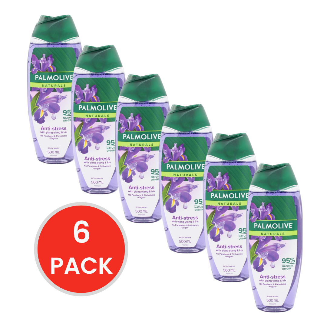 Palmolive 500ml Naturals Body Wash Anti-stress With Ylang Ylang & Iris (6x Pack)