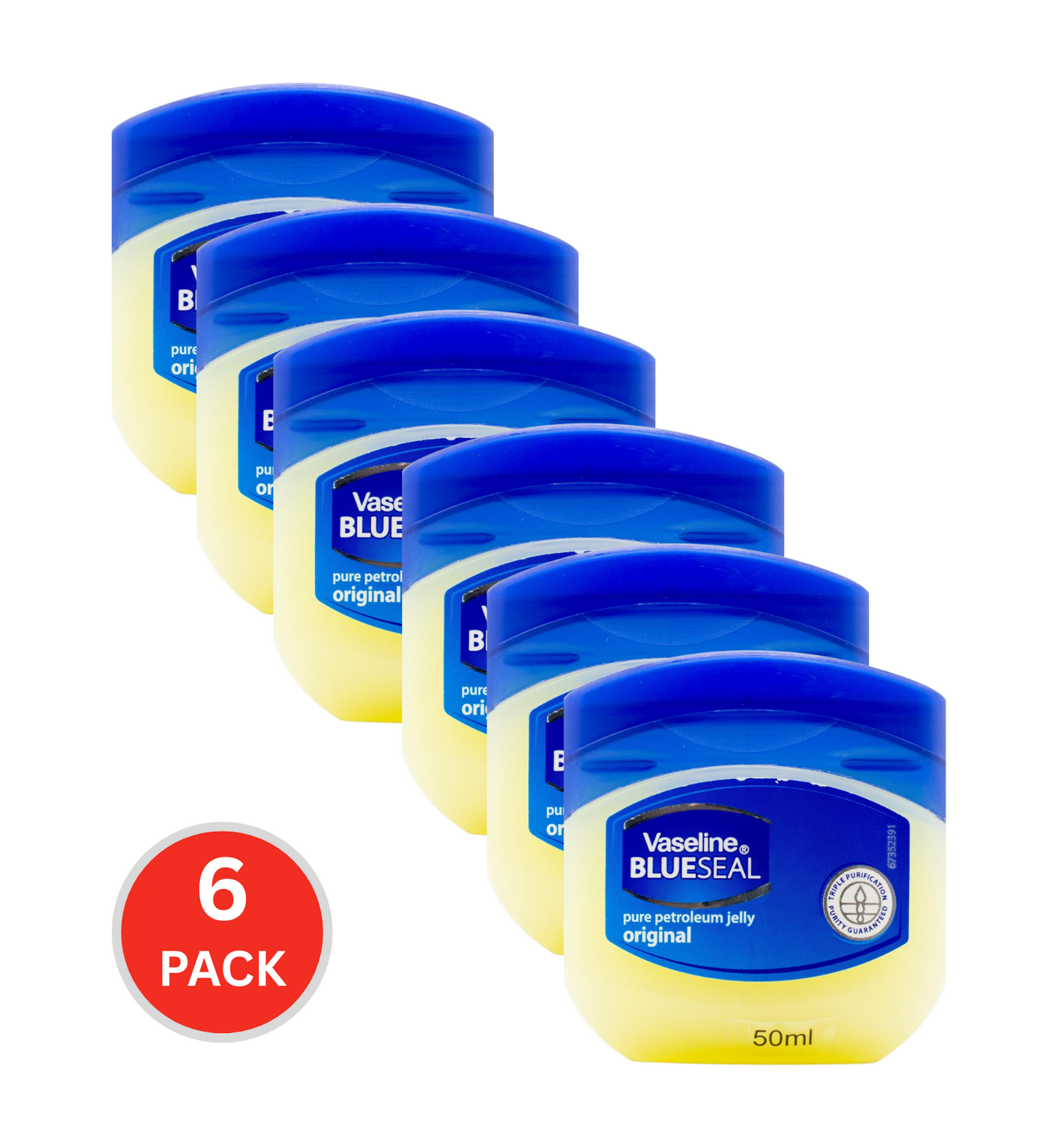 Vaseline 50ml Pure Petroleum Jelly Original (6x Pack)