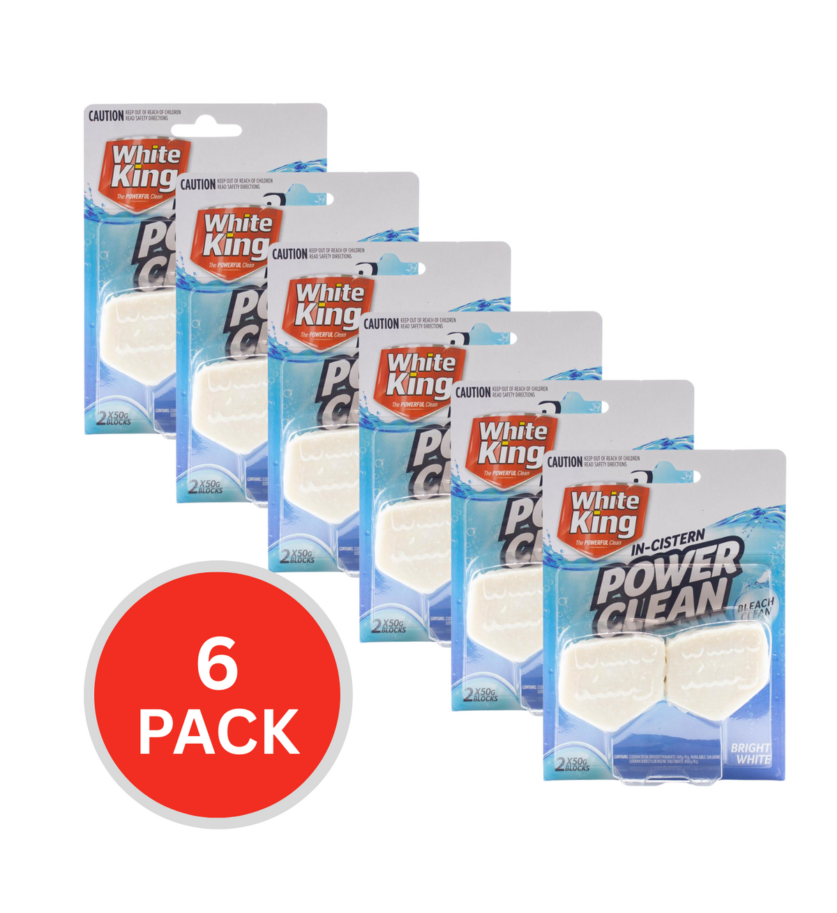 White King Pk2 X 50g Toilet Cleaner Blocks In Cistern Bleach Clean (6x Pack )