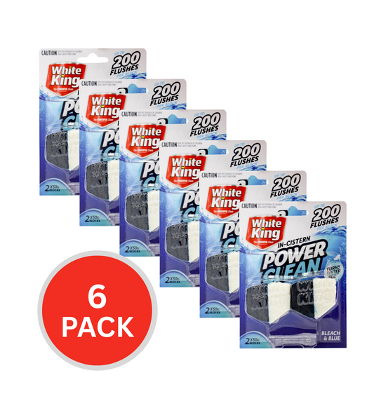 White King Pk2 X 50g Toilet Cleaner Blocks In Cistern Power Clean Bleach And Blue (6x Pack)