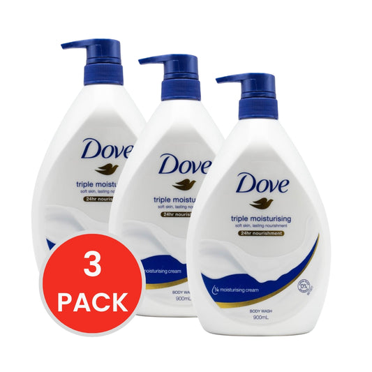 Dove Bodywash Triple Moisturising 24 Hour Nourishment 900ml (3x Pack)