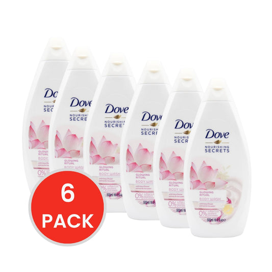 Dove 500ml Body Wash Glowing Ritual With Lotus Flower Extract & Rice Water (6x Pack)