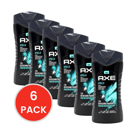 Axe 3in1 Body + Face + Hair Wash Apollo 250ml (6x Pack)