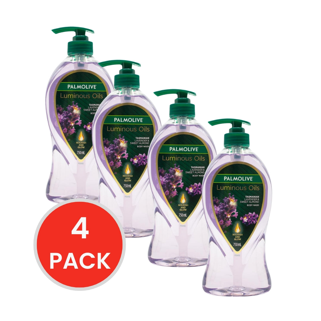 Palmolive 750ml Body Wash Luminous Oils Nourish And Glow Tasmanian Lavender And Sweet Almond (4x Pack)