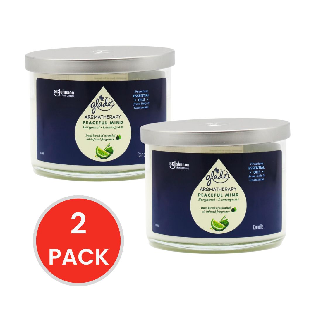Glade Candle Aromatherapy Peaceful Mind Bergamot And Lemongrass 260g (2x Pack)