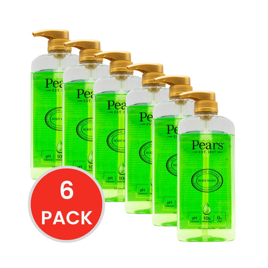 Pears 500ml Body Wash Pk Balanced For Glowing (6x Pack) Skin With Lemon Flower Extracts