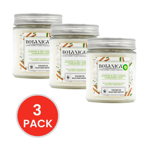 Air Wick 205g Candle Botanica Jasmine And Sri Lankan Cinnamon Leaf (3x Pack)