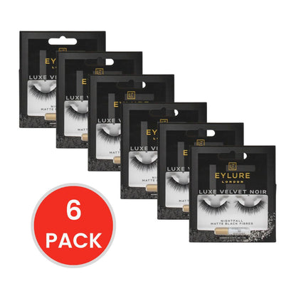 Eylure London Lashes Luxe Velvet Noir Nightfall Matte Black Fibres (6x Pack)