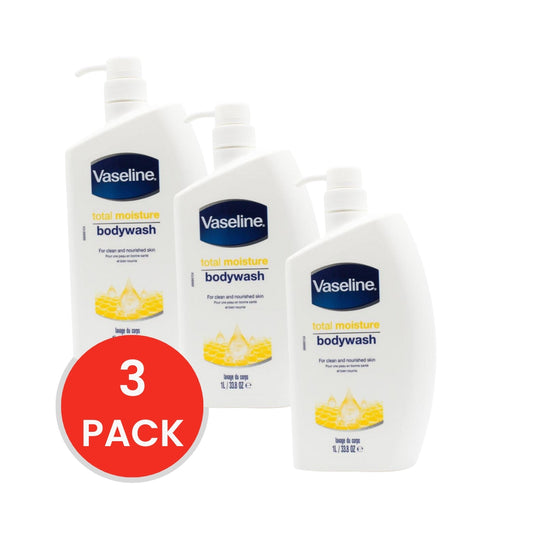 Vaseline Body Wash Total Moisture 1 Litre (3x Pack)