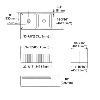 Boston 853x461x255 Butler Sink Double Bowl