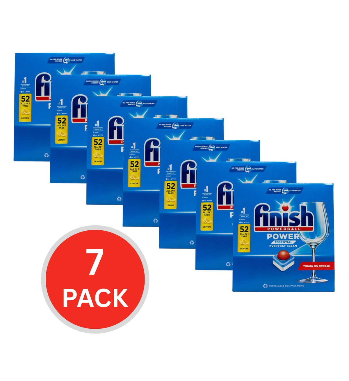 Finish Powerball Dishwasher Tablets All In 1 Power Lemon 52 Pack (7 Pack, 364 Tablets)