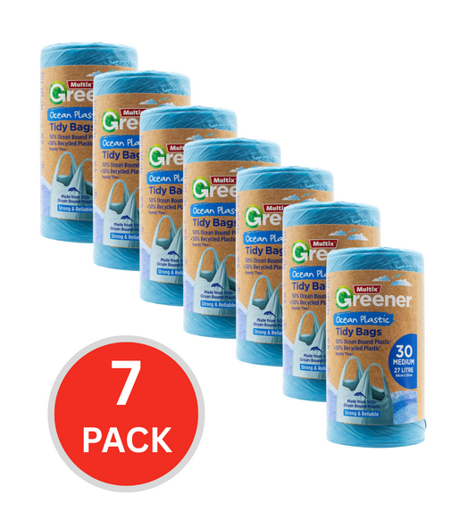 Multix Pk30 Medium 27 Litre Greener Tidy Bags Ocean Plastic (7x Pack)