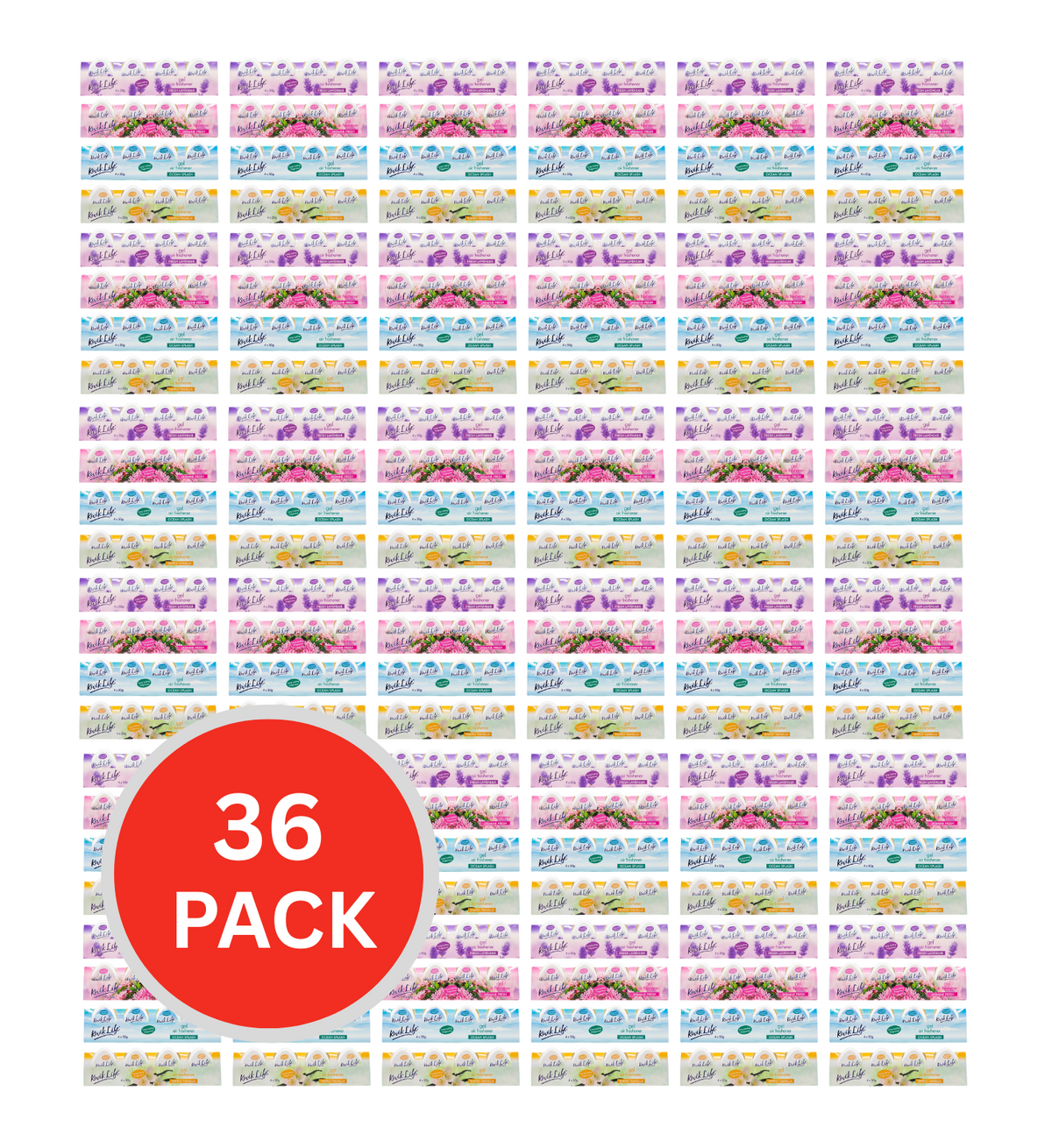 Kwik Life Gel Air Freshener Assorted 36g x 4Pk (Value Pack 144)