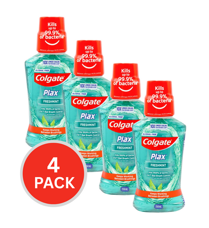 Colgate Plax Mouthwash Alcohol Free Freshmint  250ml (4 Pack)