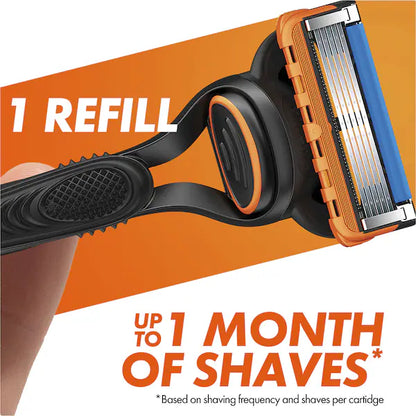 GILLETTE PK2 RAZOR BLADES FUSION 5 PLUS HANDLE LONG LASTING SMOOTH SHAVE