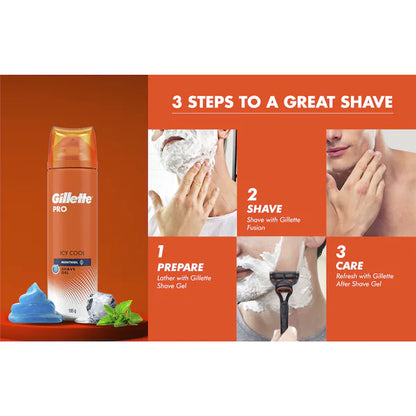 GILLETTE 195G SHAVING GEL PRO MENTHOL ICY COOL (6x Pack)