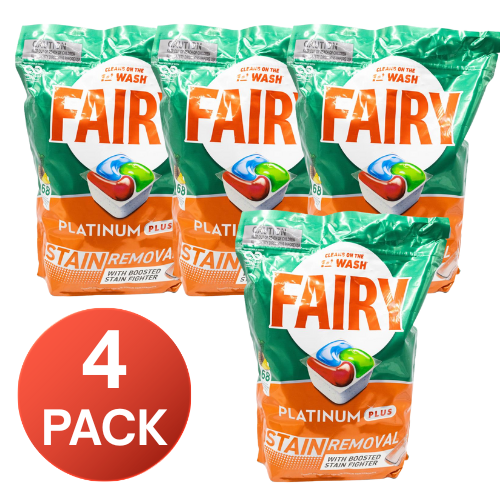 Fairy PK56 Dishwasher Capsules Platinum Plus Tropical Stain Removal (4 Pack)